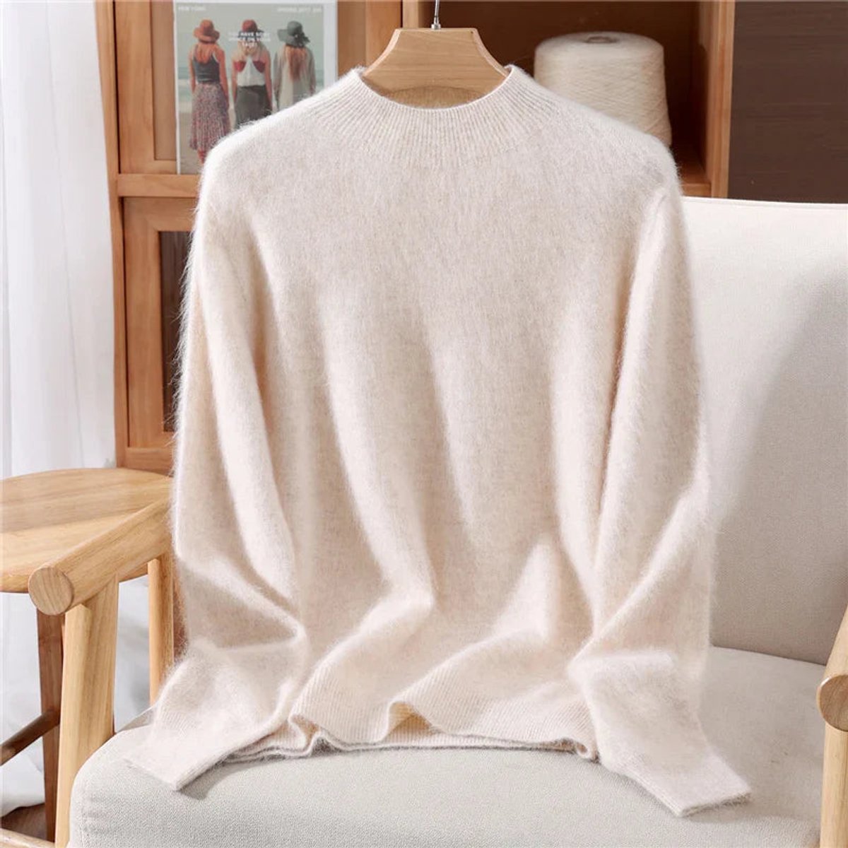 Aria | Women's Relaxed Fit Mock Neck Cashmere Soft Knit Jumper