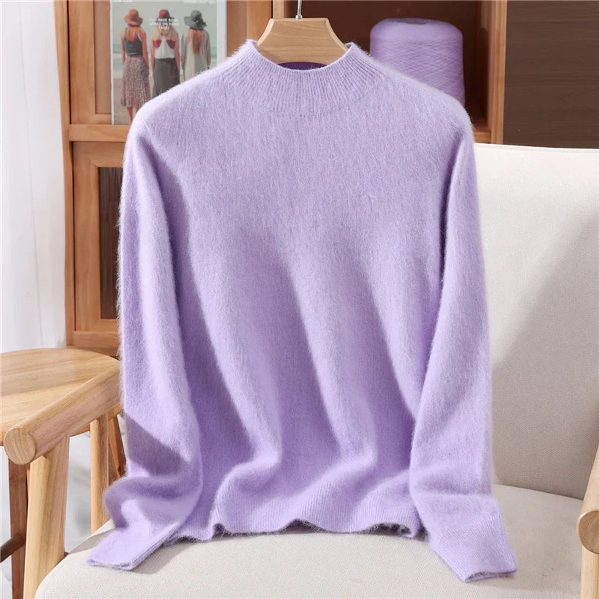 Aria | Women's Relaxed Fit Mock Neck Cashmere Soft Knit Jumper