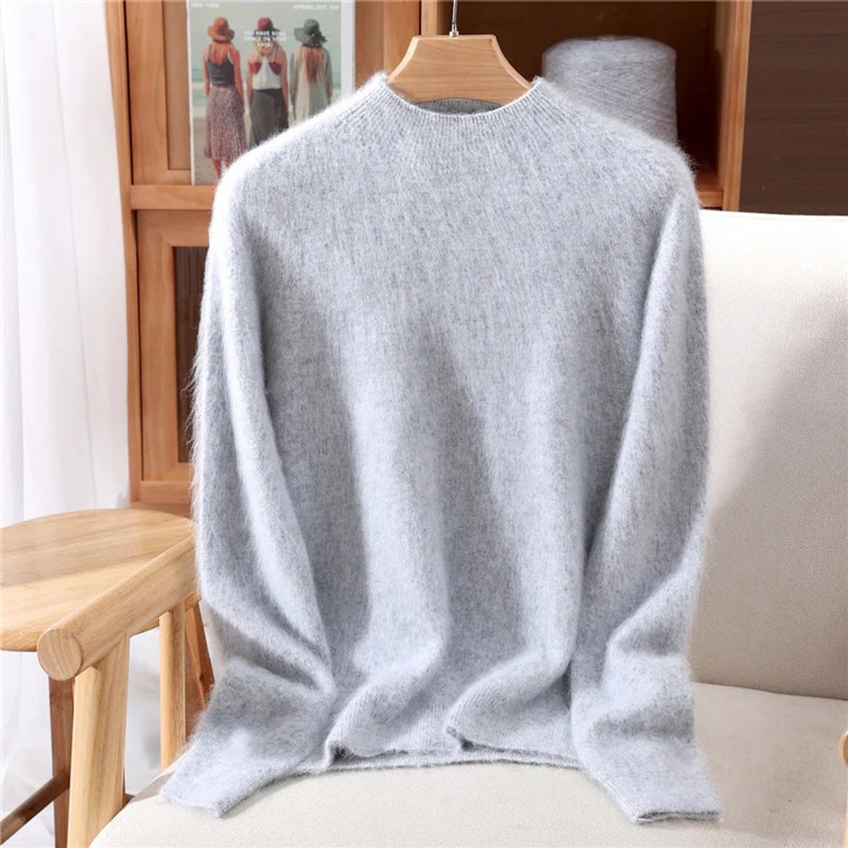 Aria | Women's Relaxed Fit Mock Neck Cashmere Soft Knit Jumper