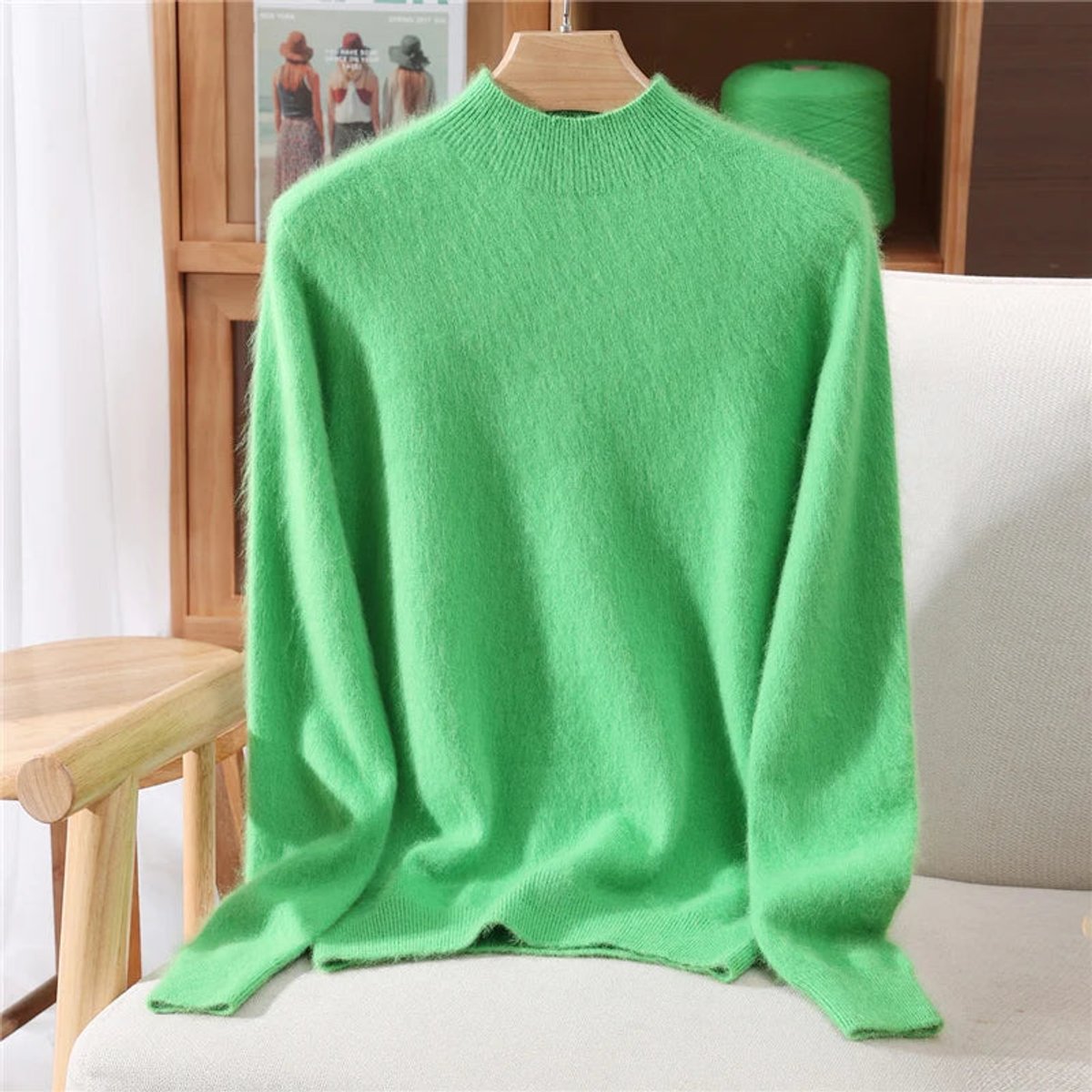 Aria | Women's Relaxed Fit Mock Neck Cashmere Soft Knit Jumper