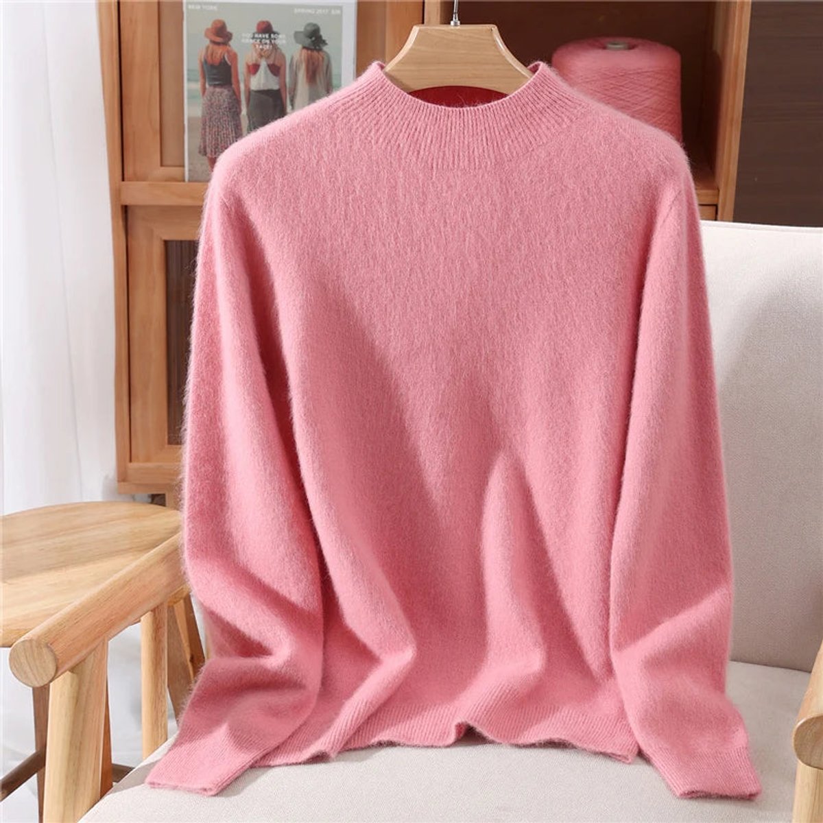 Aria | Women's Relaxed Fit Mock Neck Cashmere Soft Knit Jumper