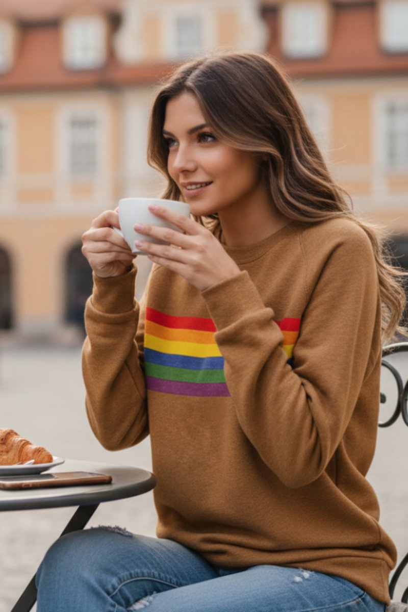 Lily | Women's Relaxed-Fit Rainbow Striped Crew-Neck Jumper
