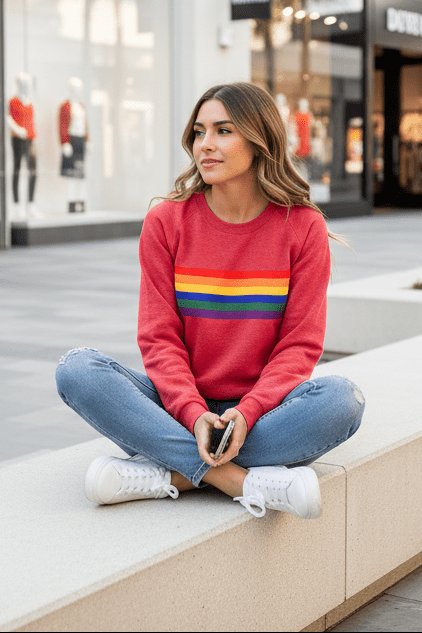 Lily | Women's Relaxed-Fit Rainbow Striped Crew-Neck Jumper