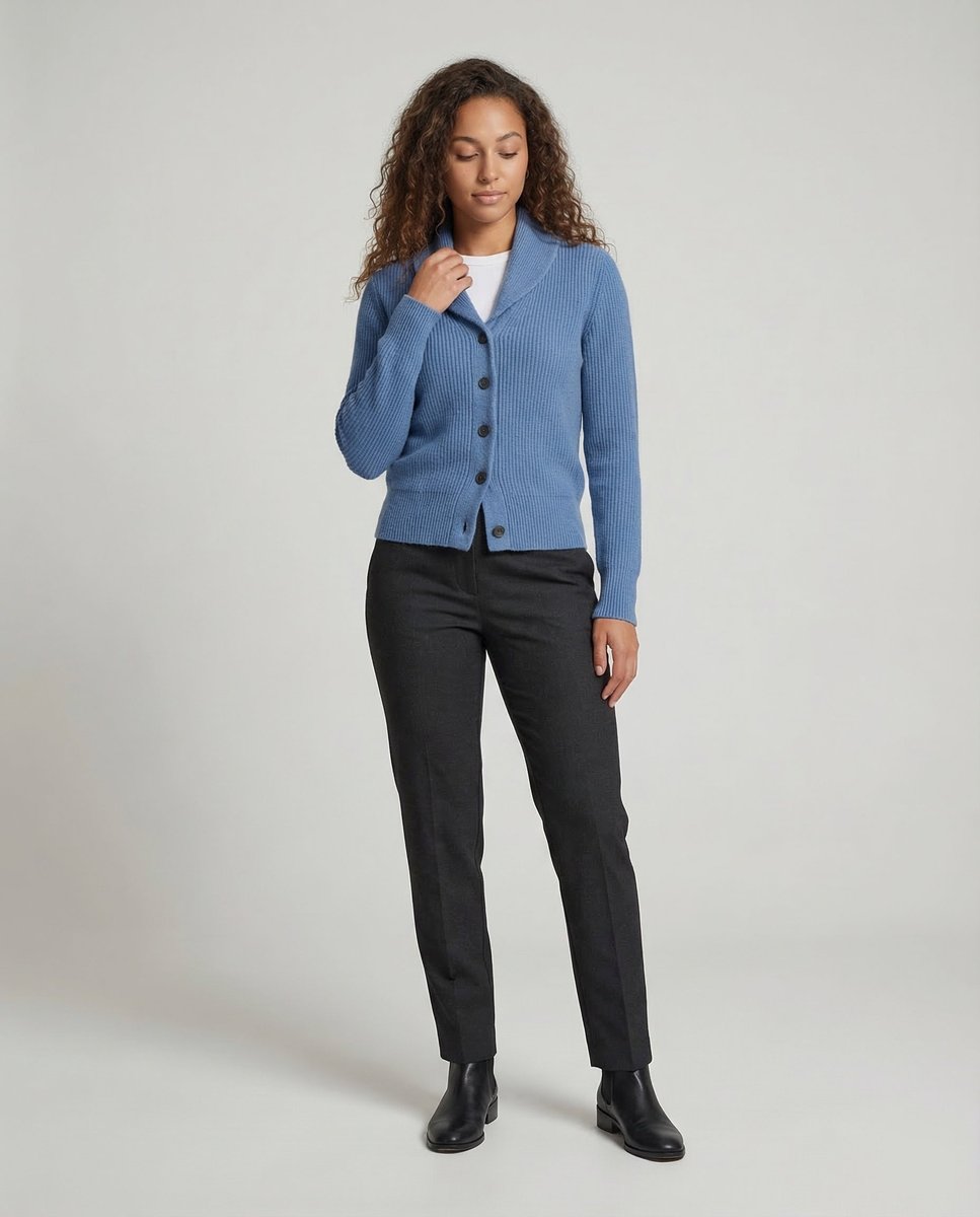 Sienna | Women's Ribbed Knit Button-Front Lapel Collar Cardigan