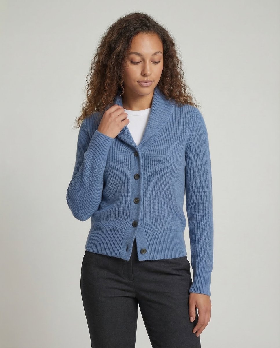 Sienna | Women's Ribbed Knit Button-Front Lapel Collar Cardigan