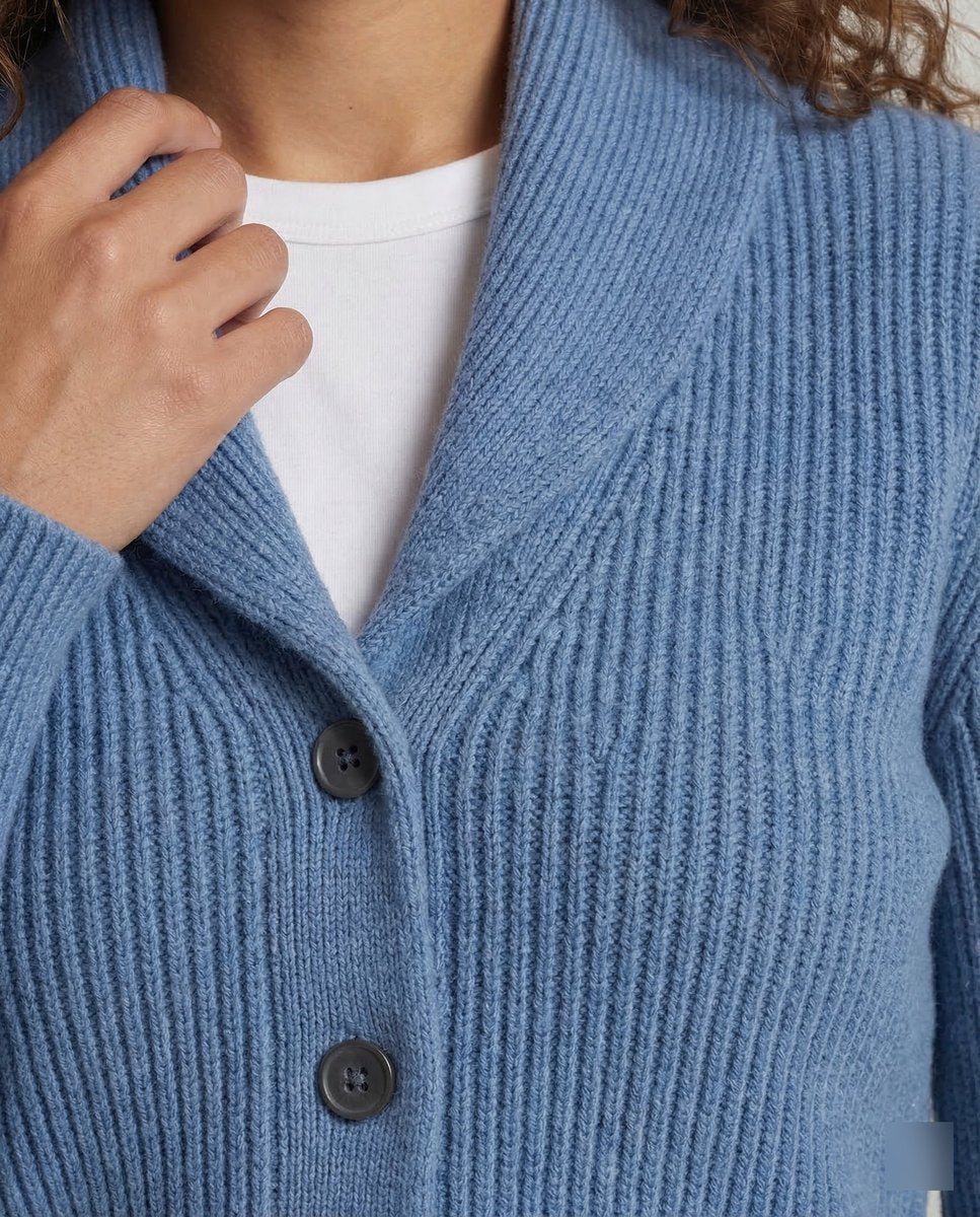 Sienna | Women's Ribbed Knit Button-Front Lapel Collar Cardigan