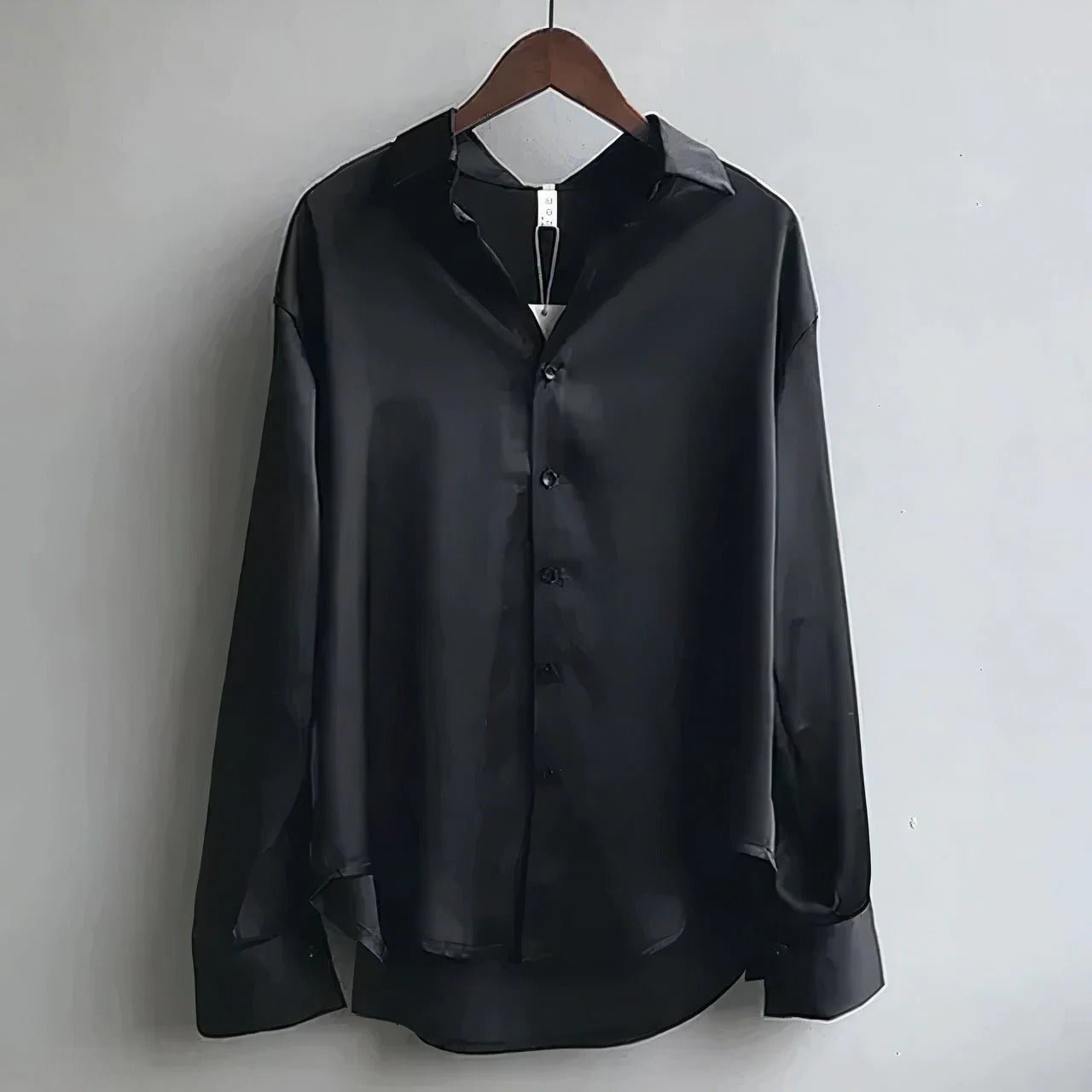 Evelyn | Women's Satin Long-Sleeve Button-Down Blouse