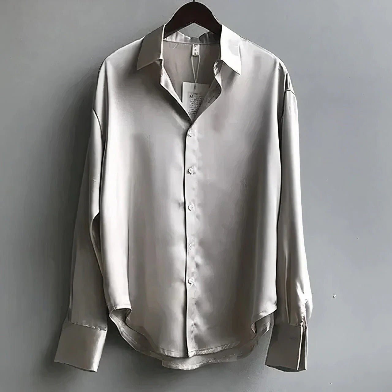 Evelyn | Women's Satin Long-Sleeve Button-Down Blouse