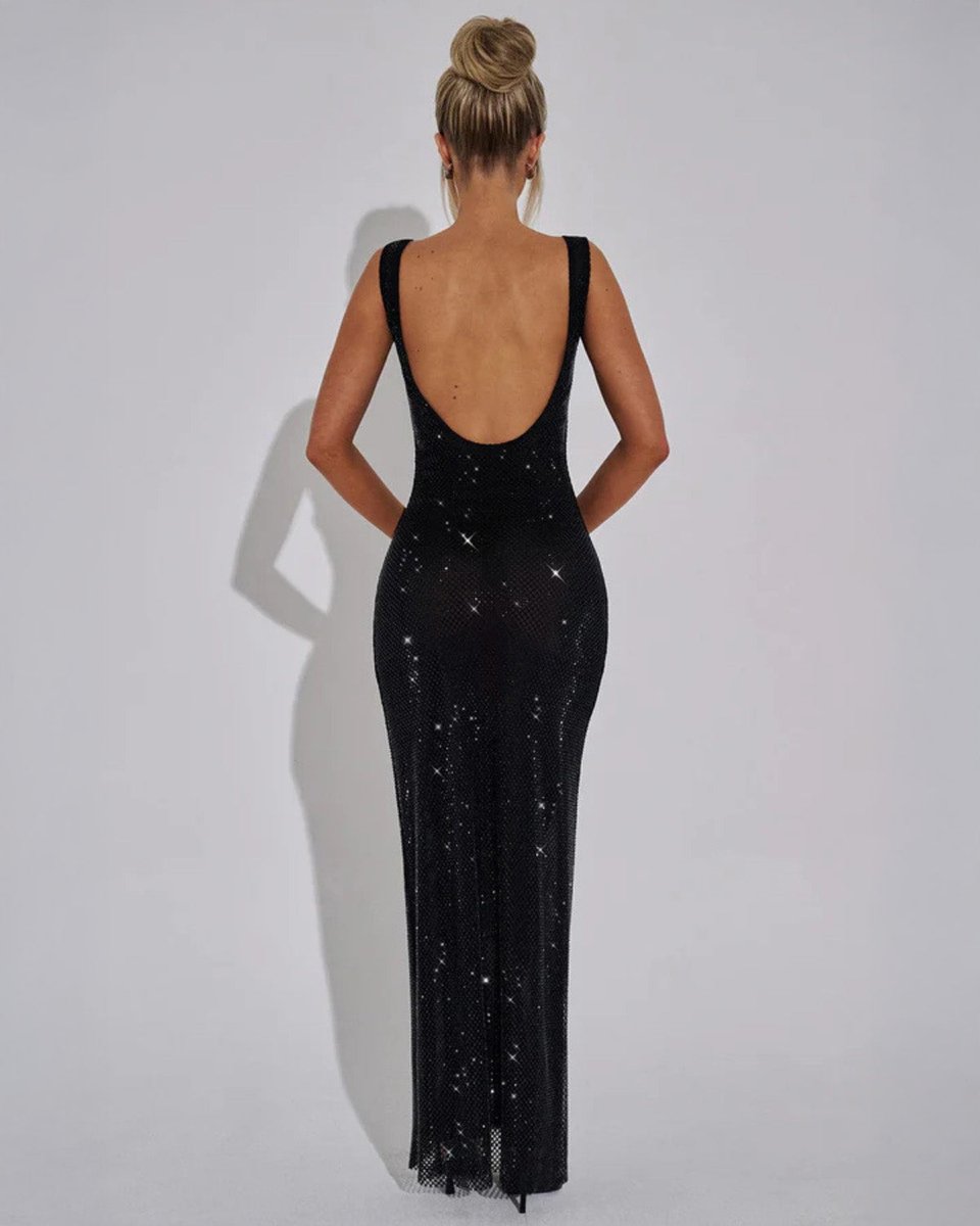 Ava | Women's Sequin Embellished Sleeveless Maxi Evening Gown