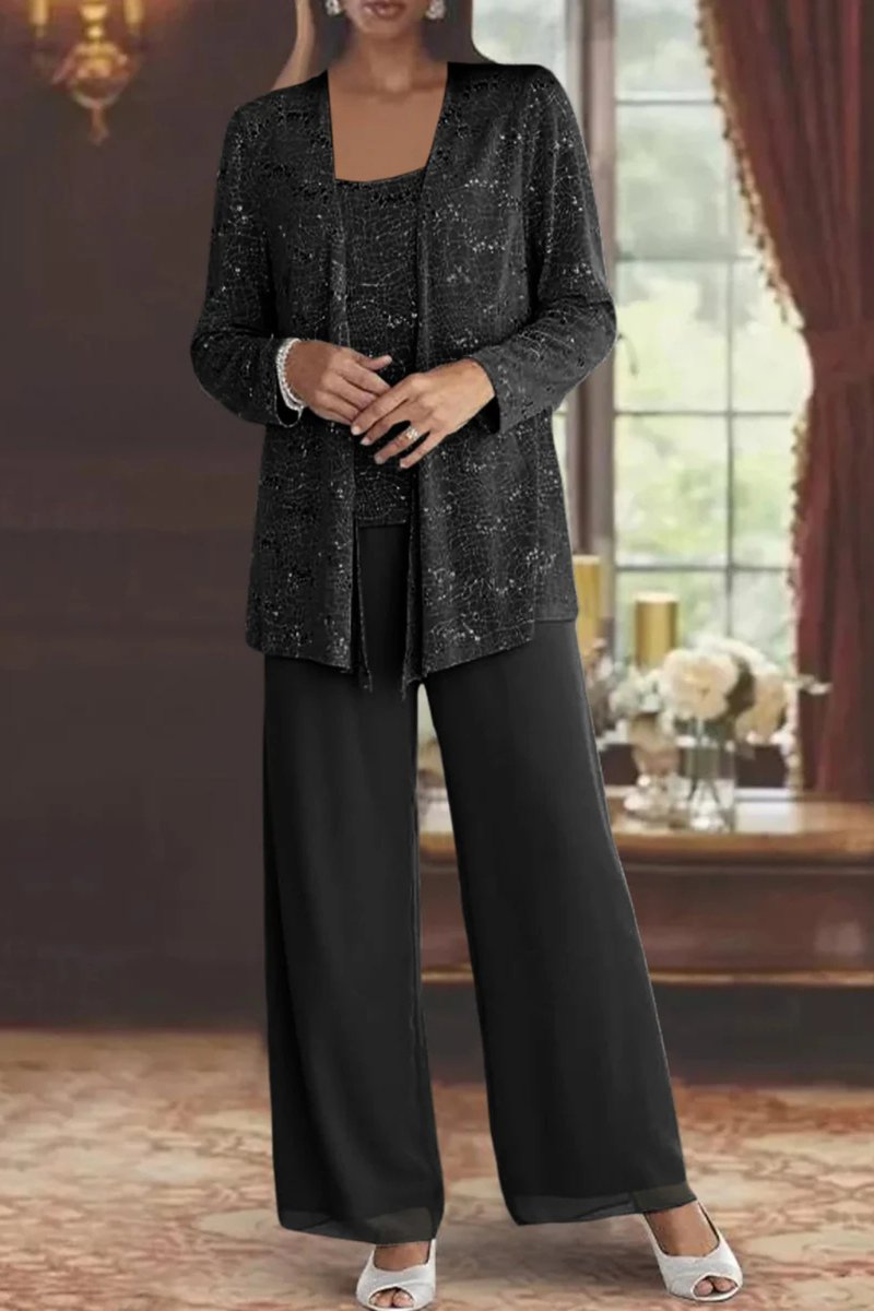 Florence | Women's Sequined Wide-Leg Three-Piece Occasion Set