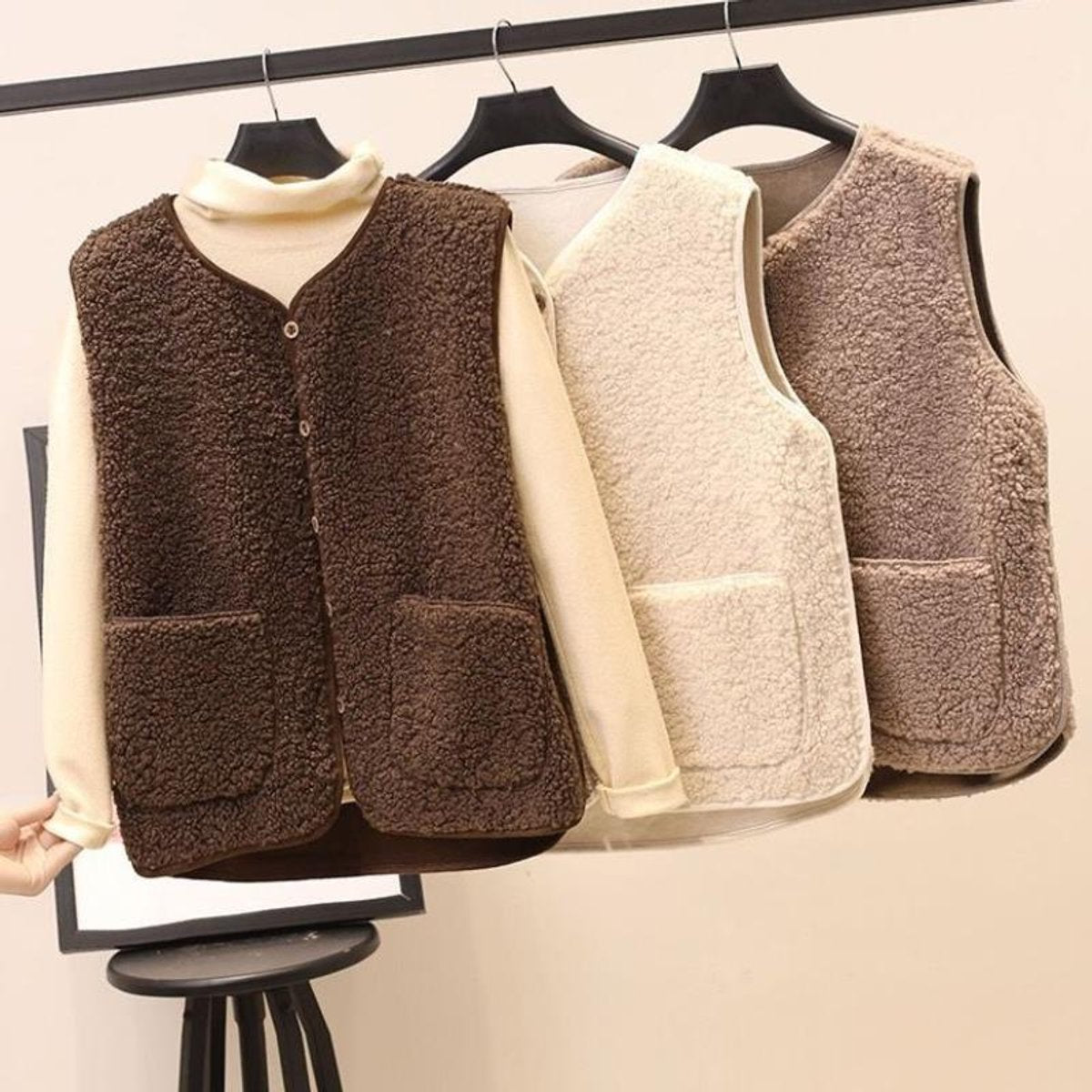 Isla | Women's Sherpa Fleece Button-Front Sleeveless Gilet