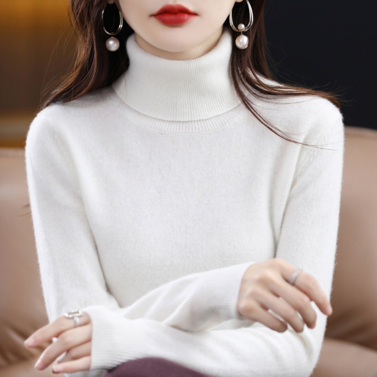 Rosie | Women's Slim-Fit Cashmere Blend Turtleneck Jumper