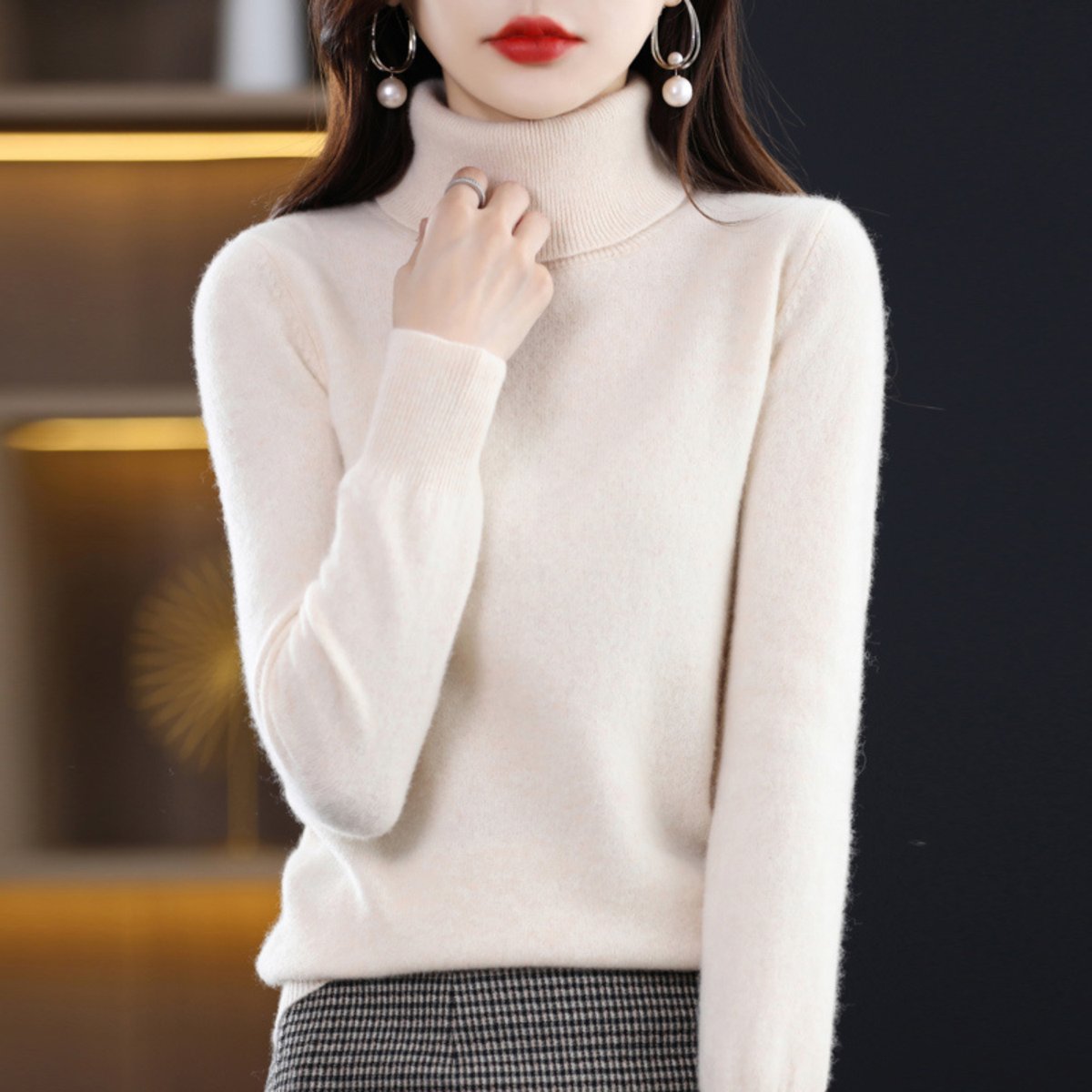 Rosie | Women's Slim-Fit Cashmere Blend Turtleneck Jumper