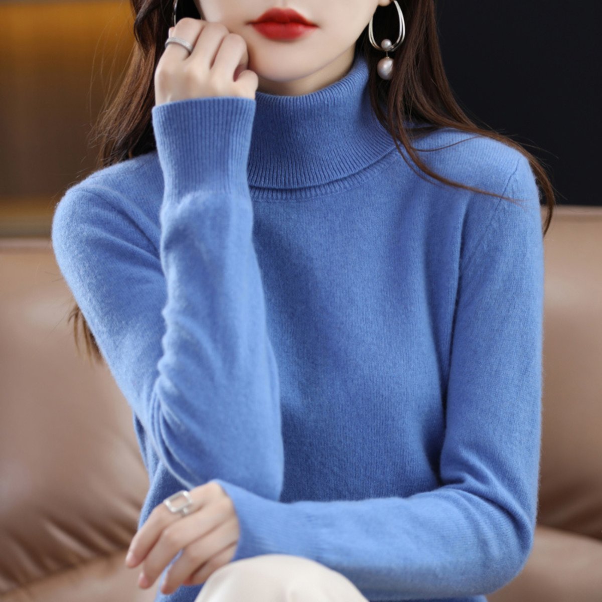 Rosie | Women's Slim-Fit Cashmere Blend Turtleneck Jumper