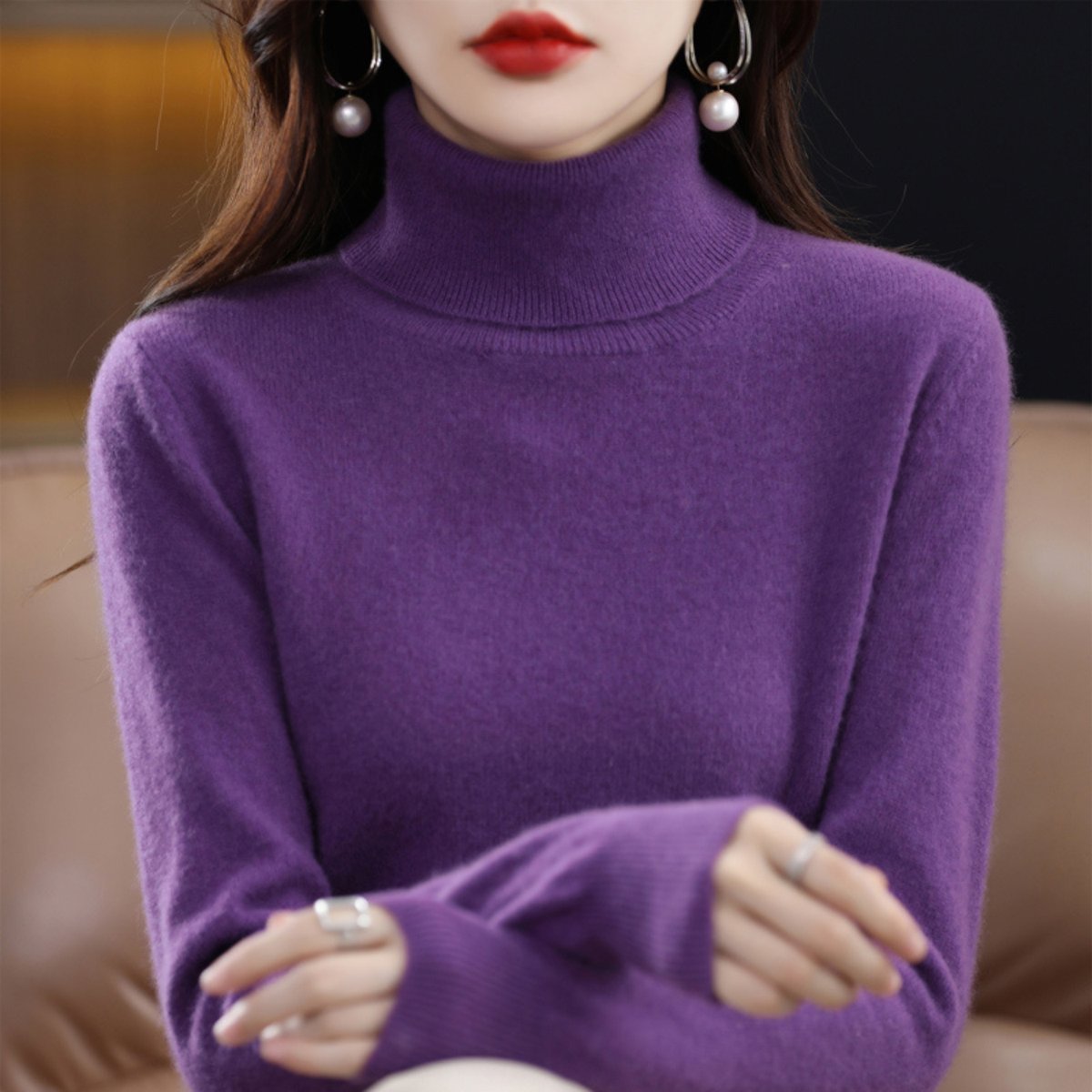 Rosie | Women's Slim-Fit Cashmere Blend Turtleneck Jumper