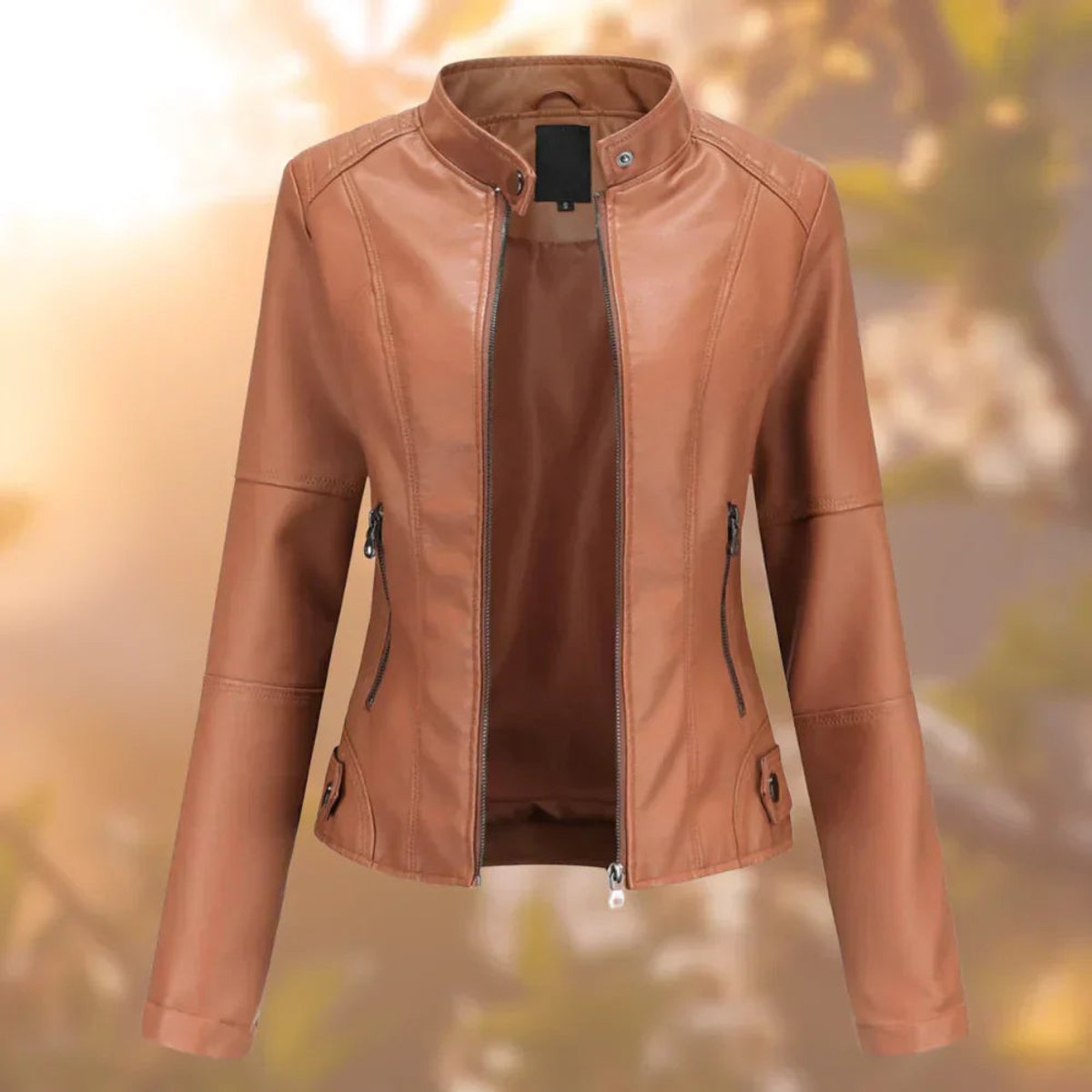 Emily | Women's Slim-Fit Zip-Up Faux Leather Jacket