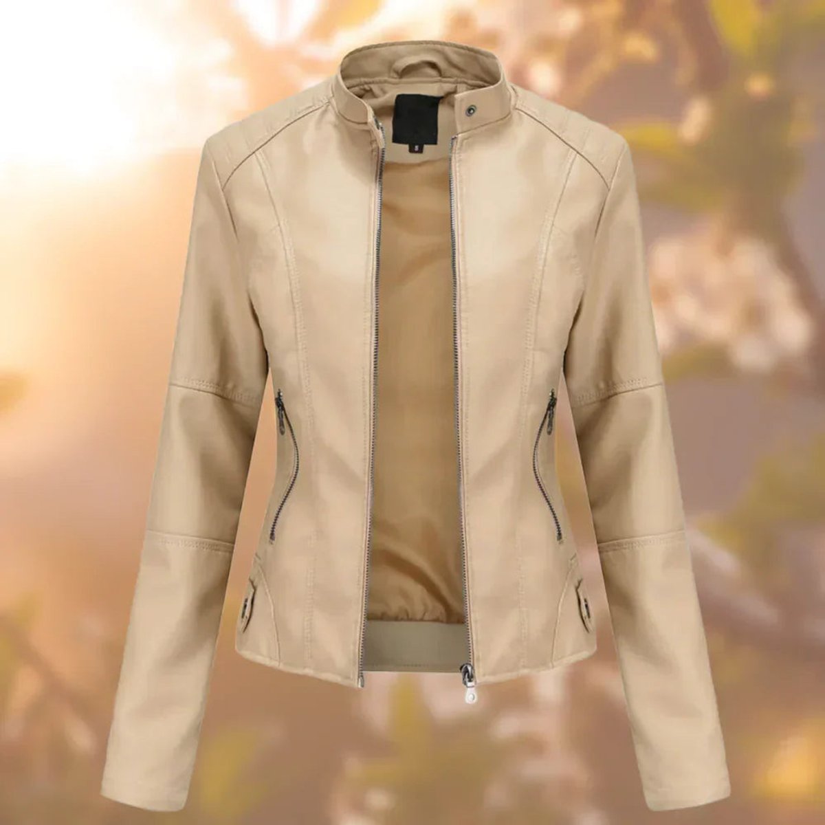 Emily | Women's Slim-Fit Zip-Up Faux Leather Jacket