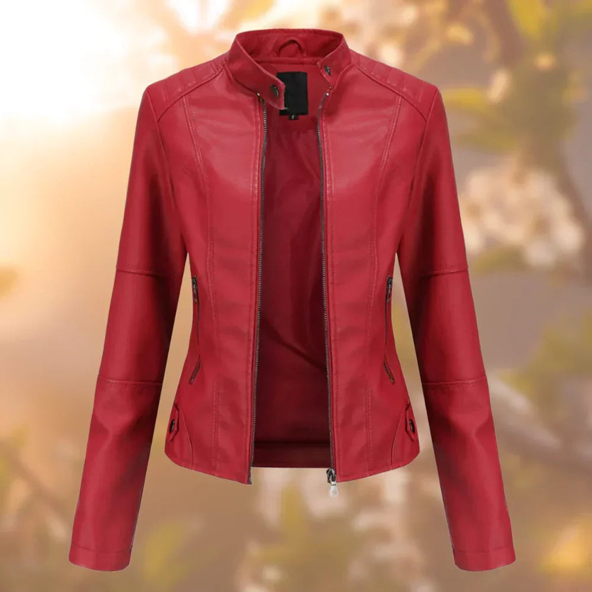 Emily | Women's Slim-Fit Zip-Up Faux Leather Jacket