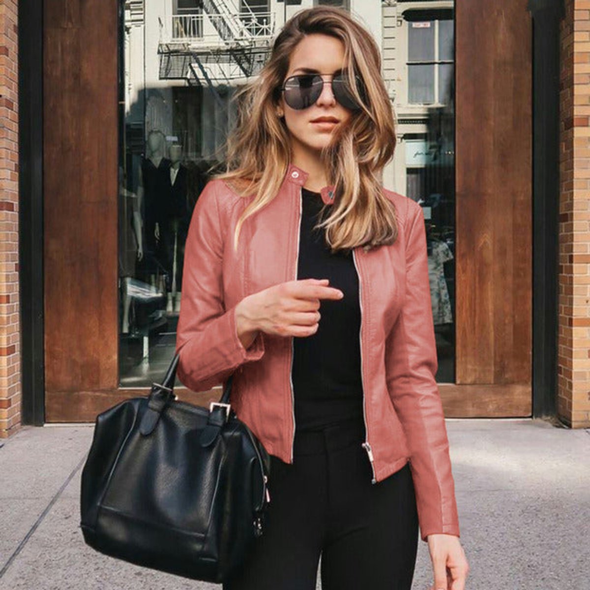 Sophie | Women's Slim-Fit Zip-Up Faux Leather Jacket