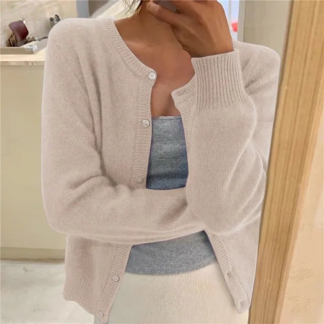 Olivia | Women's Soft Knit Button-Front Round Neck Cardigan
