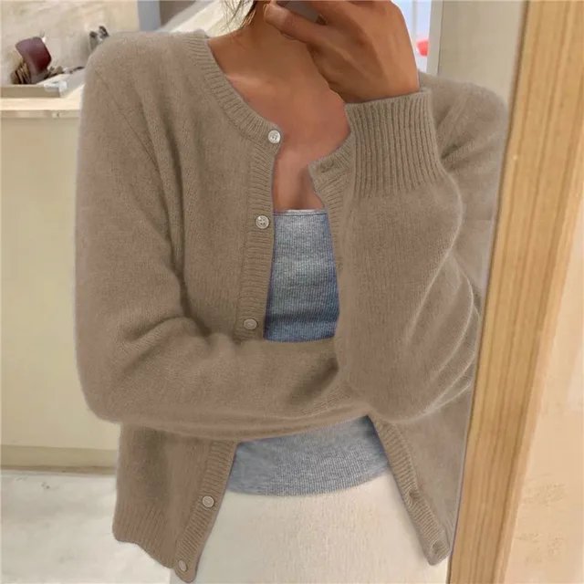 Olivia | Women's Soft Knit Button-Front Round Neck Cardigan