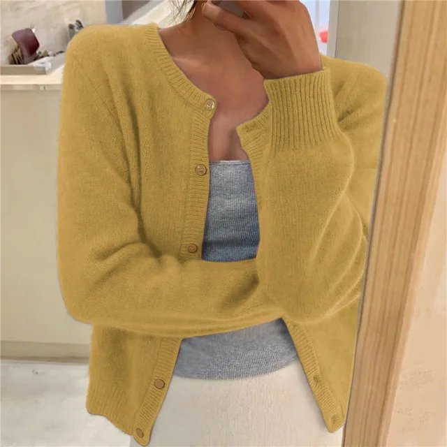 Olivia | Women's Soft Knit Button-Front Round Neck Cardigan