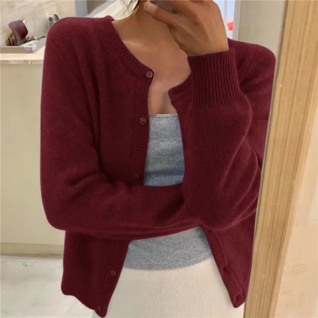 Olivia | Women's Soft Knit Button-Front Round Neck Cardigan