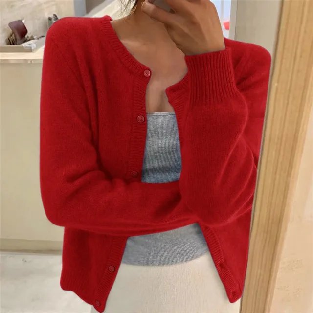 Olivia | Women's Soft Knit Button-Front Round Neck Cardigan