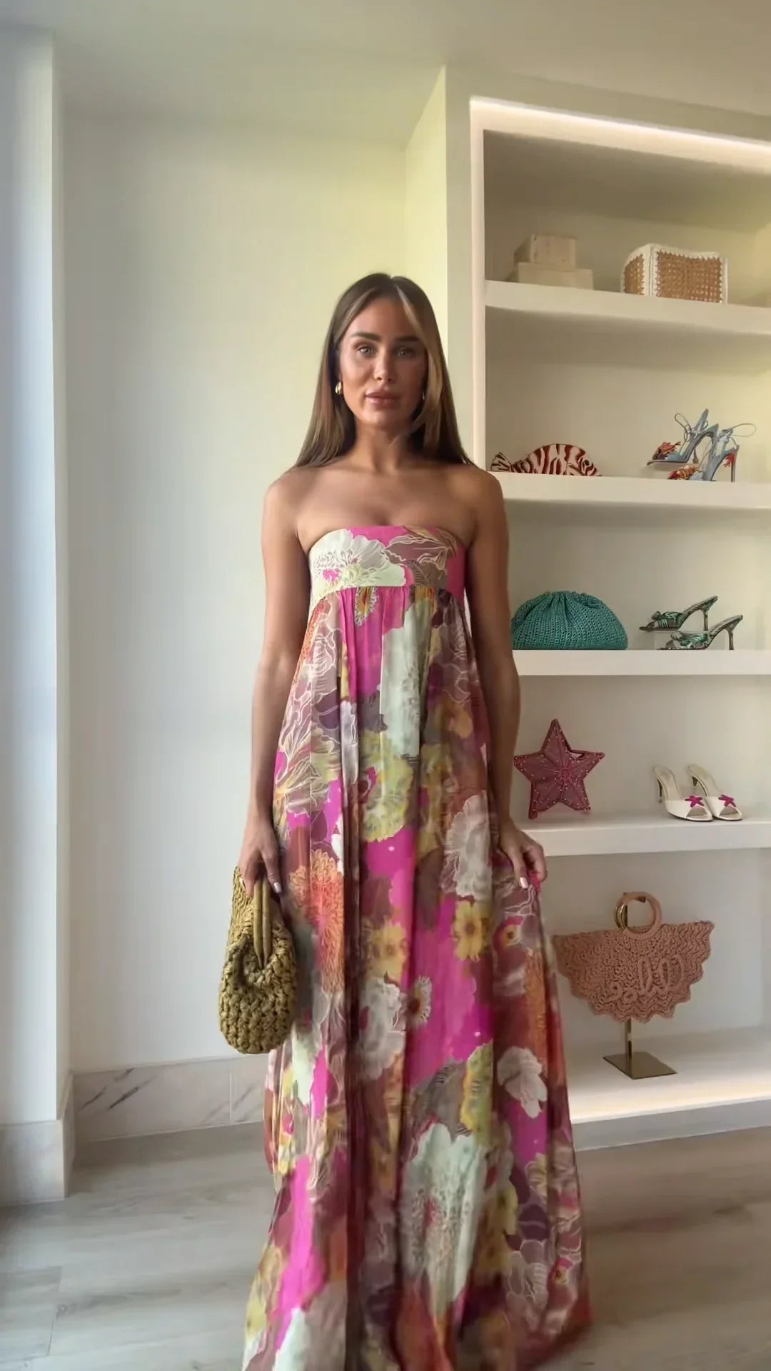 Ivy | Women's Strapless Floral Maxi Wedding Guest Dress