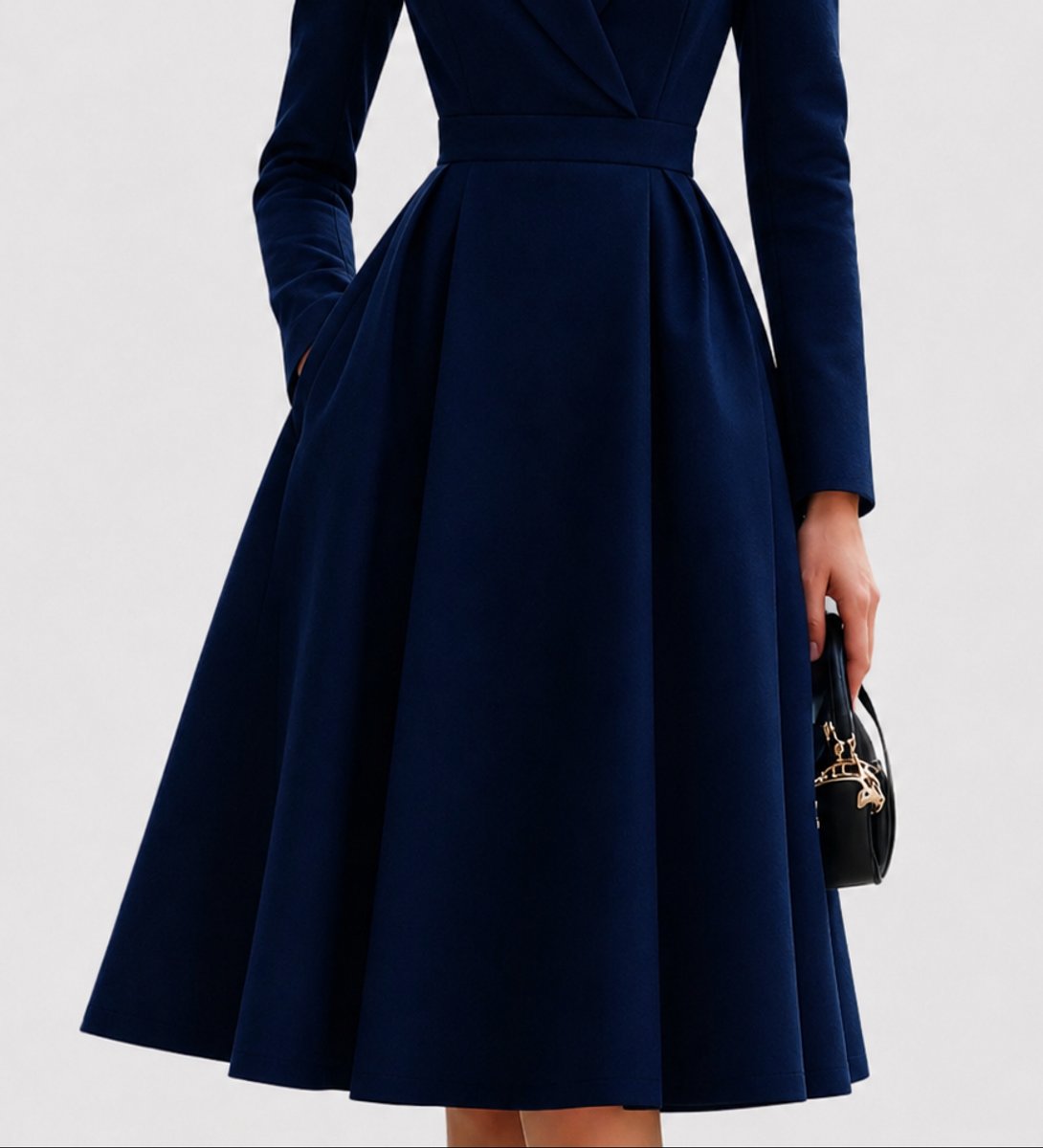 Amelia | Women's Tailored Long-Sleeve Coat Formal Dresses Midi