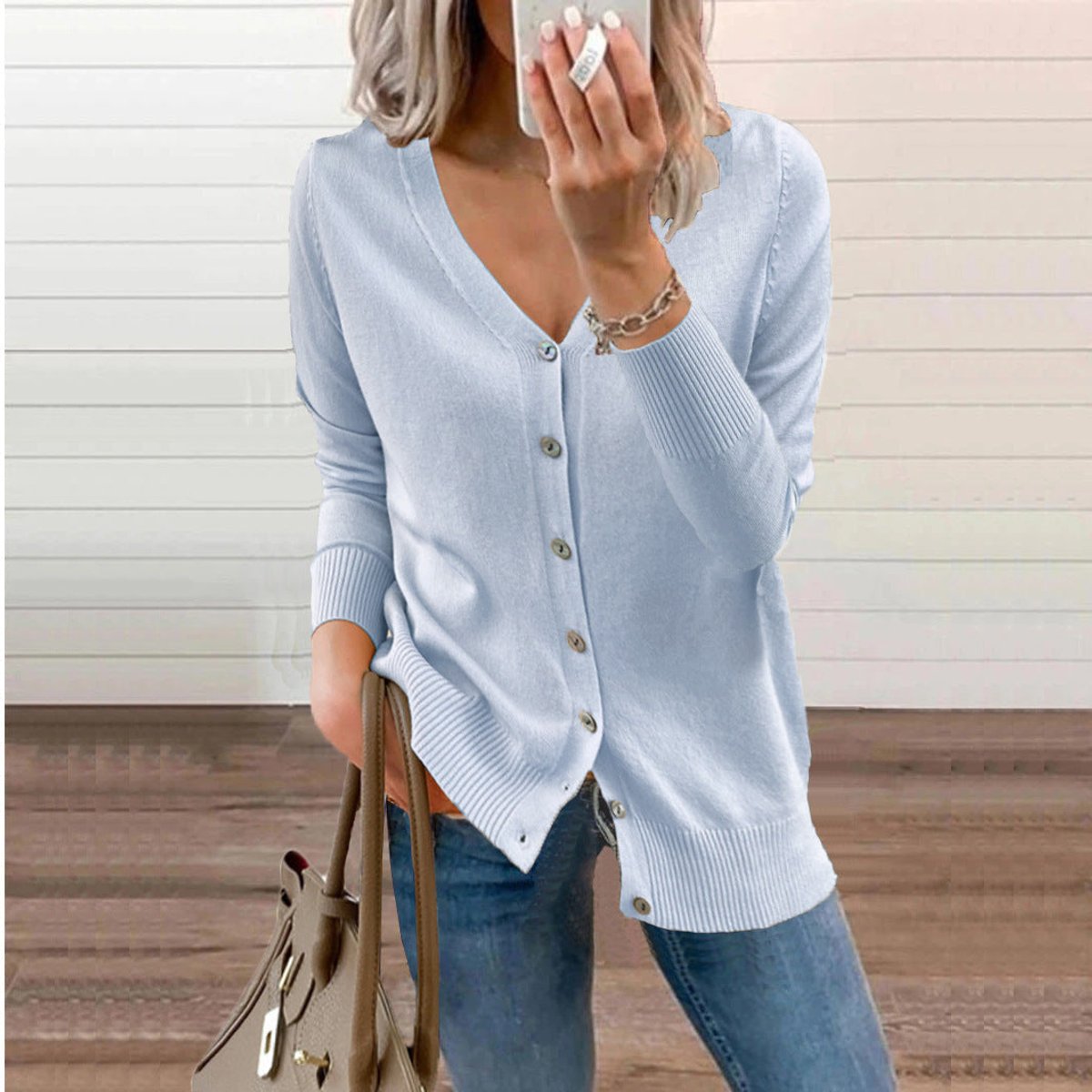 Evelyn | Women's V-Neck Button-Front Knit Cardigan