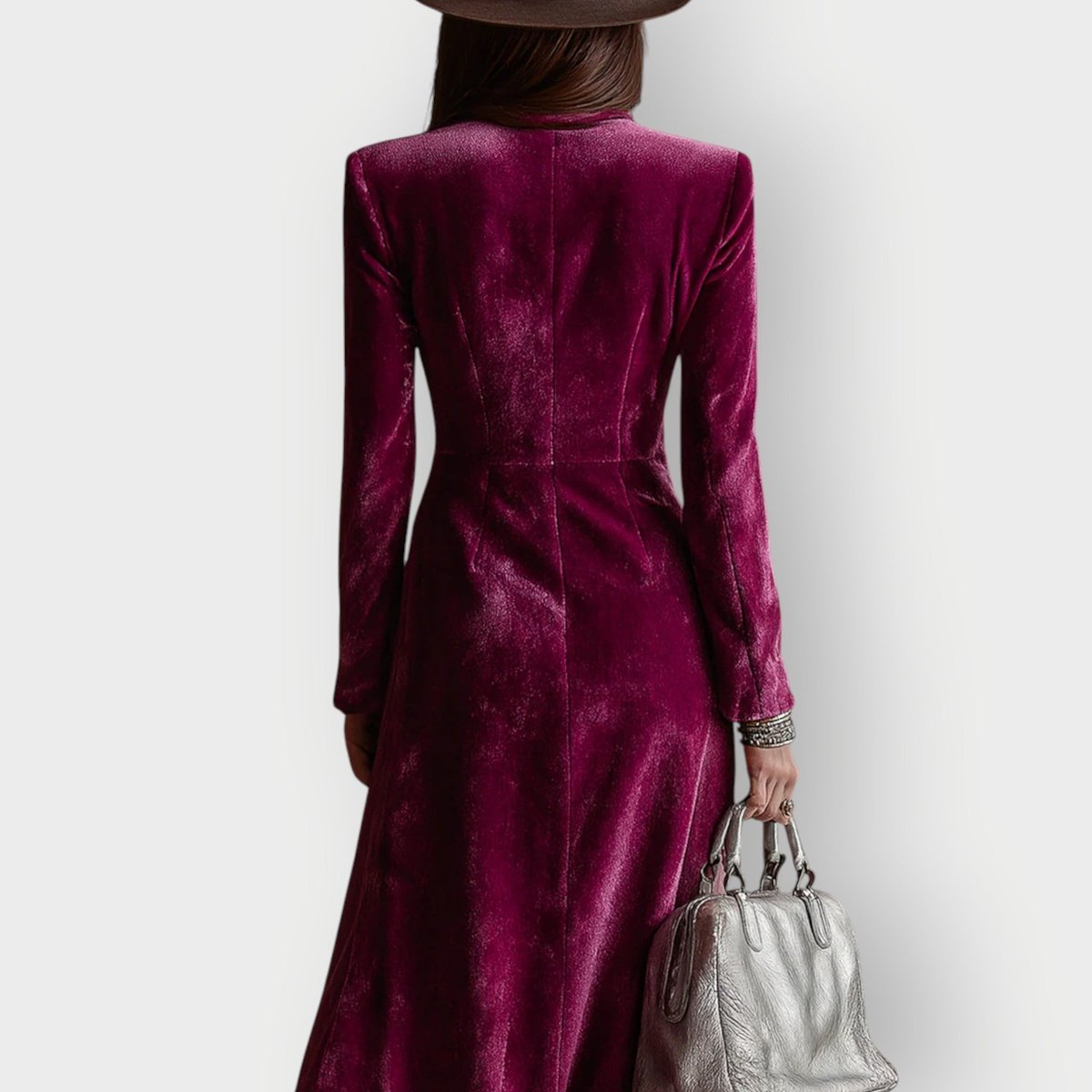 Evelyn | Women's Velvet Double-Breasted Maxi Formal Dresses Long Sleeve