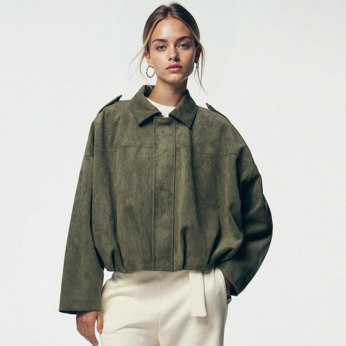 Emily | Women's Vintage-Inspired Faux Suede Oversized Bomber Jacket