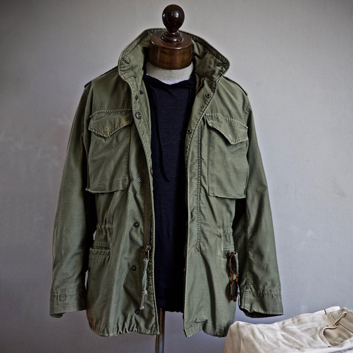 Sophie | Men's Vintage Military Field Jacket Hidden Hood Cargo Pockets