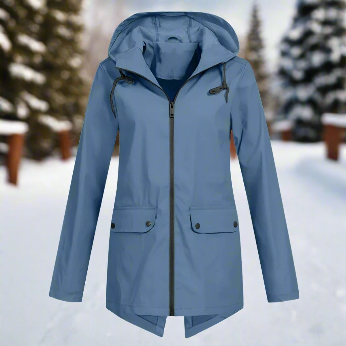 Freya | Women's Waterproof Hooded Rain Jacket Zip-Up Adjustable Cuffs Pockets