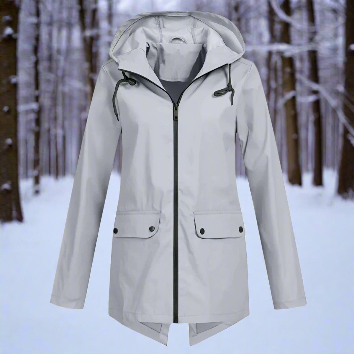 Freya | Women's Waterproof Hooded Rain Jacket Zip-Up Adjustable Cuffs Pockets