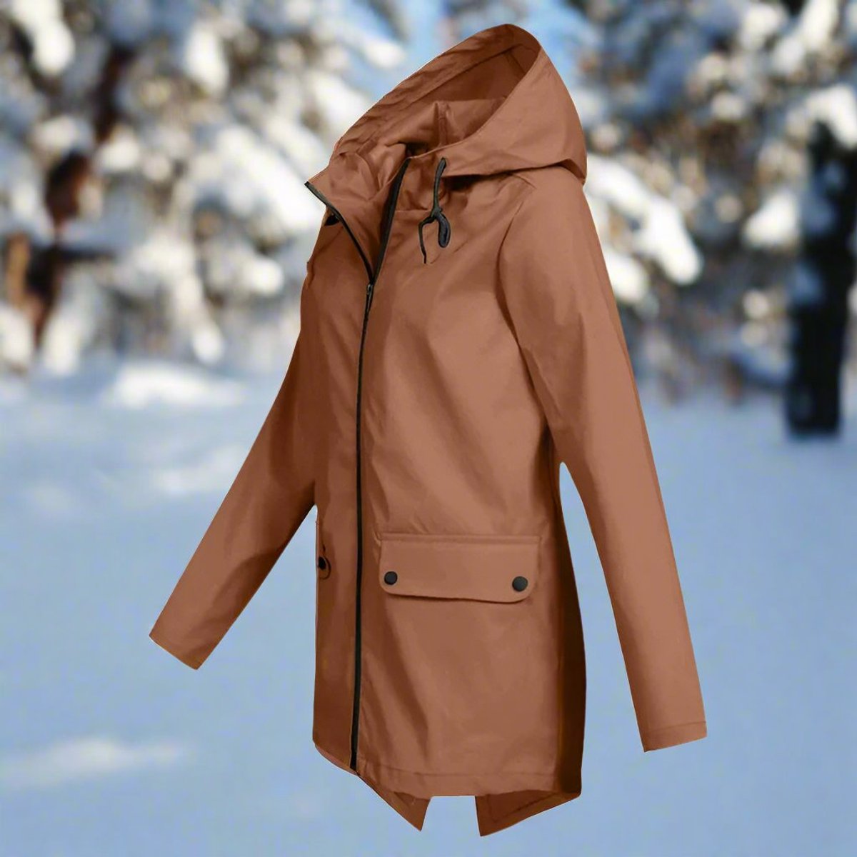 Freya | Women's Waterproof Hooded Rain Jacket Zip-Up Adjustable Cuffs Pockets
