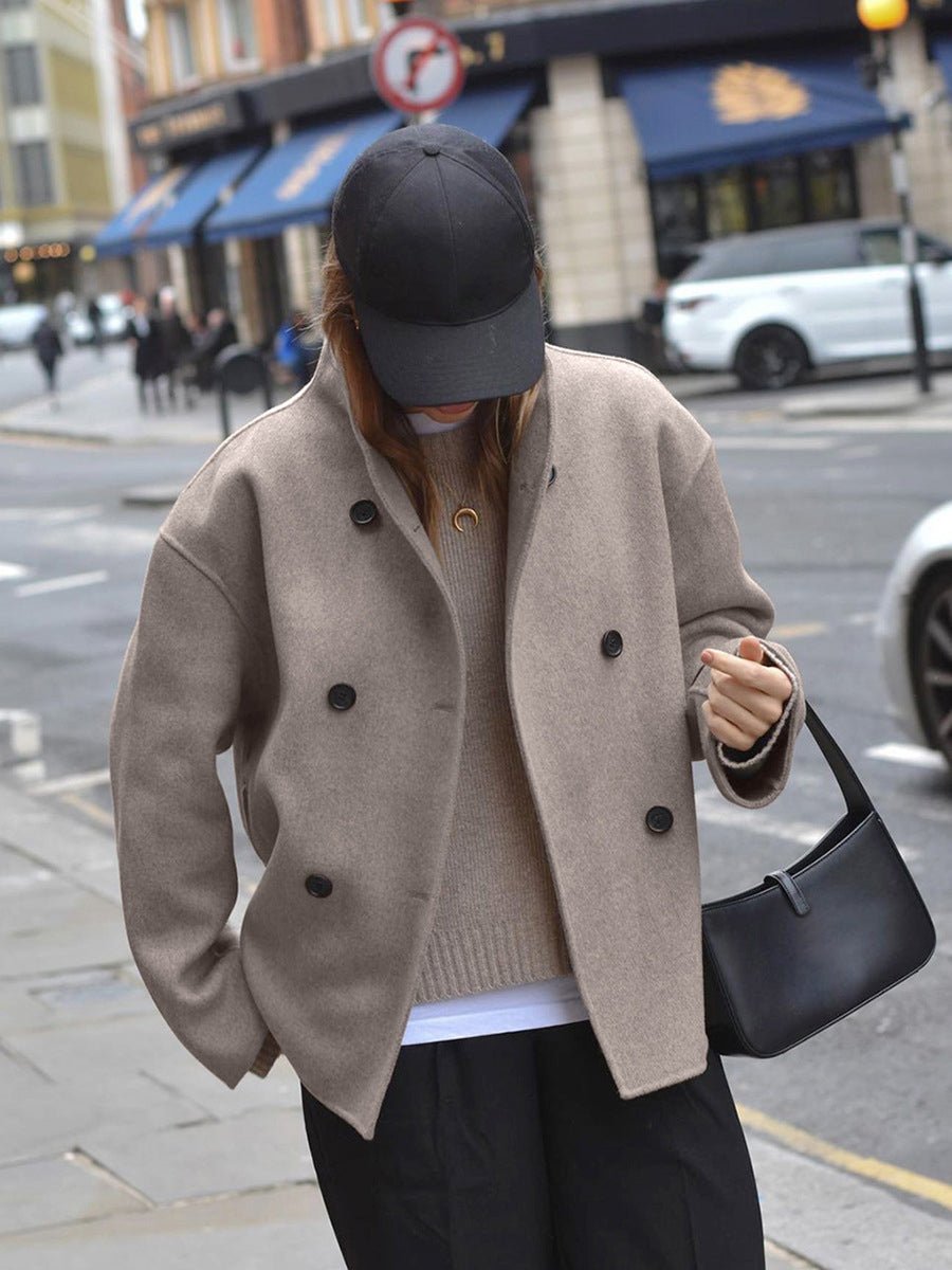 Ivy | Women's Winter Coat Double Breasted Stand Collar Relaxed Fit Pea Coat