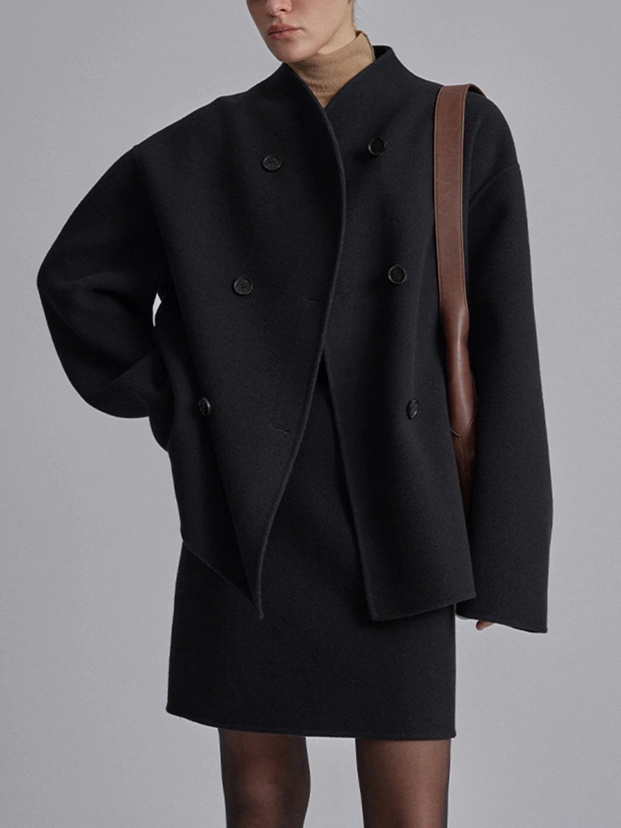 Ivy | Women's Winter Coat Double Breasted Stand Collar Relaxed Fit Pea Coat