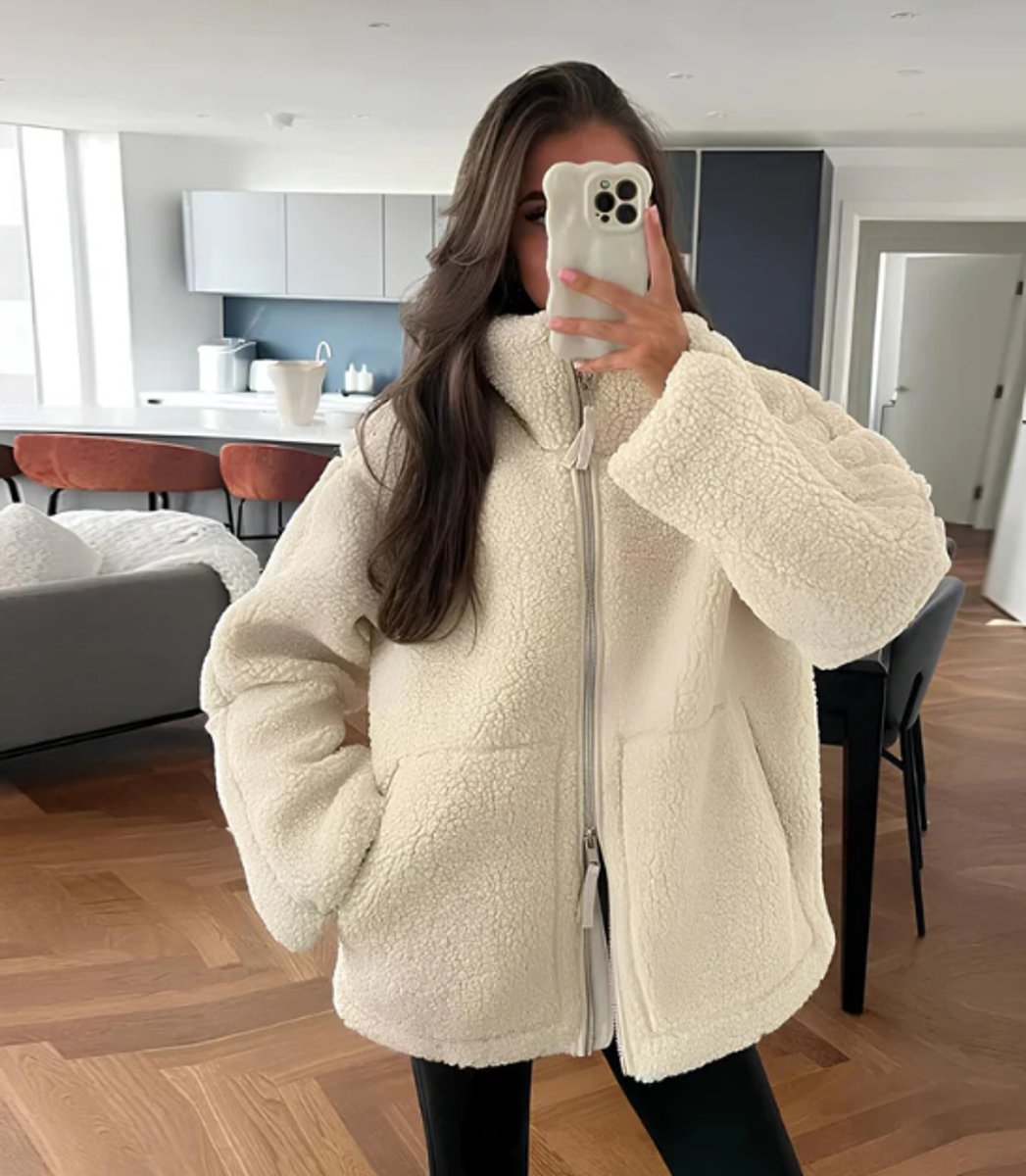 Freya | Women's Winter Coat Relaxed Fit Teddy Fleece Zip-Up Jacket